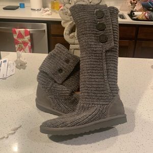 Ugg Classic Tall Cardy, Size 8, 3 Button, Grey Color